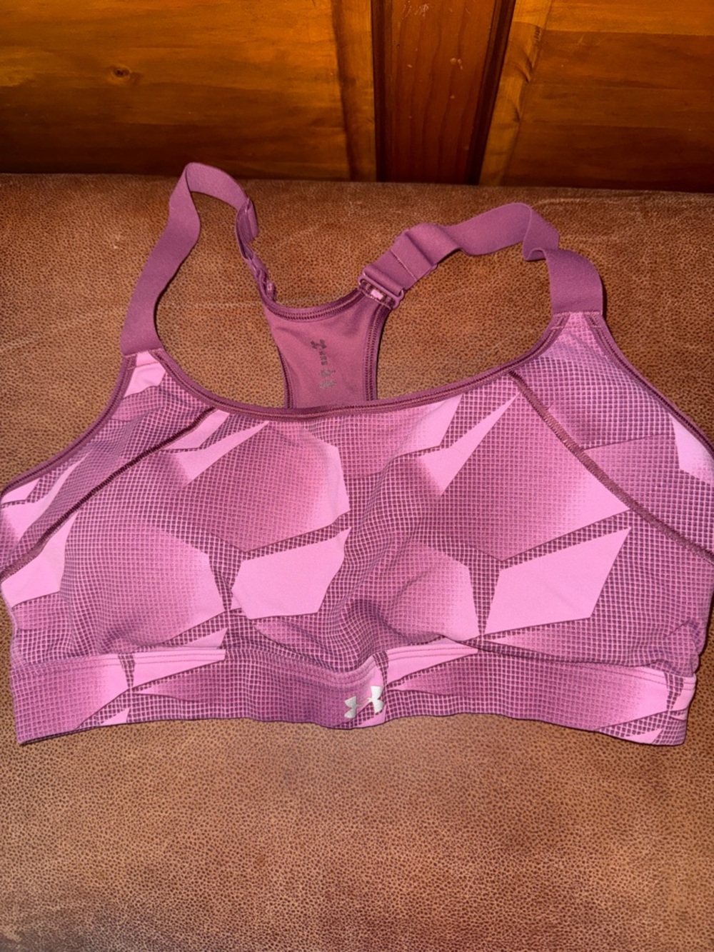 Under Armour Purple-Pink Geometric High-Impact Sports Bra